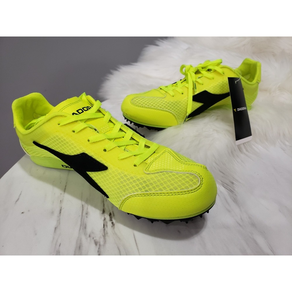 NEW EURO 40.5 US 7.5 Diadora Mid Distance Spike Sneakers Neon TRACK RUNNING SHOE